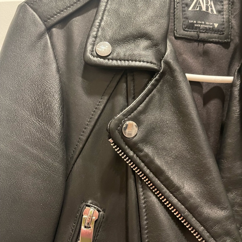 Zara Black Leather Jacket - Picture 3 of 7
